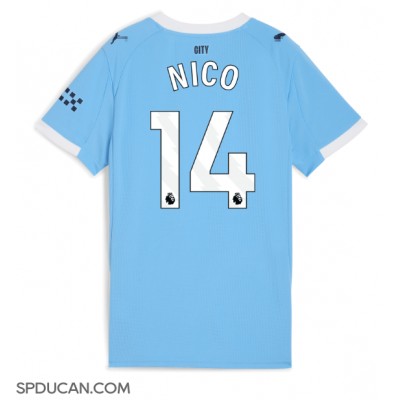 Zenski Nogometni Dres Manchester City Nico Gonzalez #14 Domaci 2025-26 Kratak Rukav Zenski Nogometni Dres Manchester City Nico Gonzalez #14 Domaci 2025-26 Kratak Rukav
